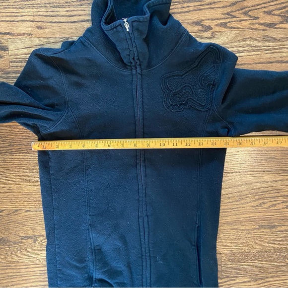 FOX RACING Zip Up Sweatshirt Jacket Black Embroidered Small Pockets Thumbholes - Picture 16 of 16